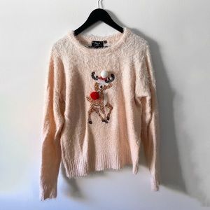 Sequined Rudolph Christmas Sweater